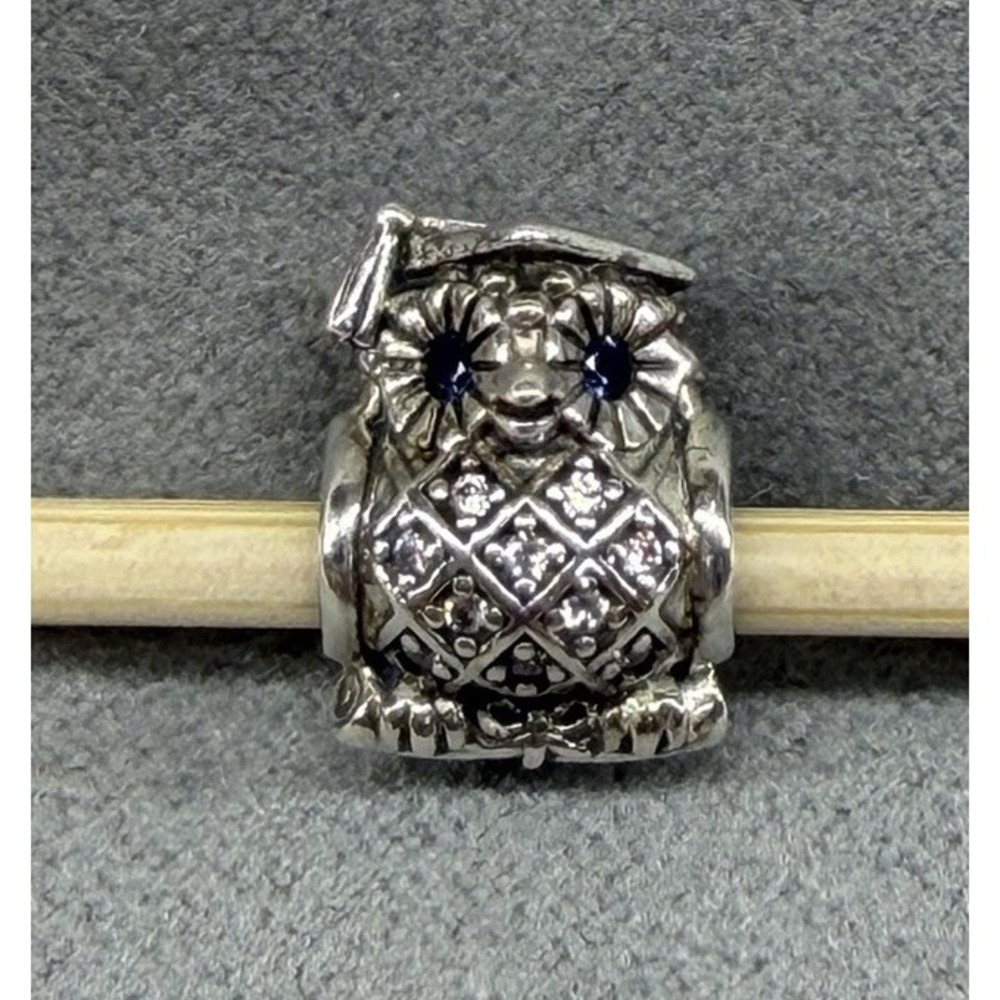 Authentic Graduation Owl Sterling S925 ALE Silver Pandora Charm 2.6g 0.5in J011
